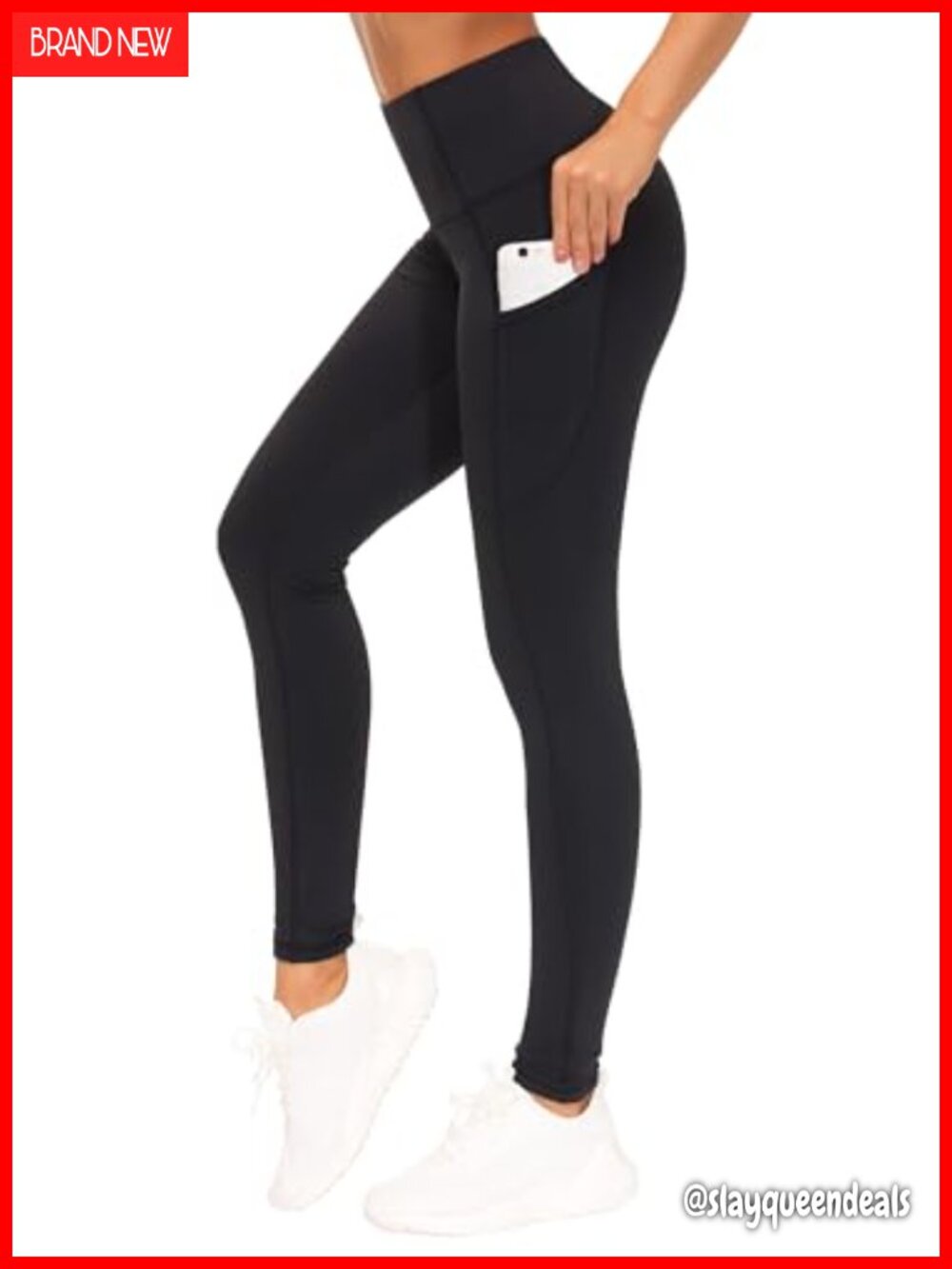 Women's High Waist Yoga Leggings Thick Ankle Workout Pants with Side Pockets